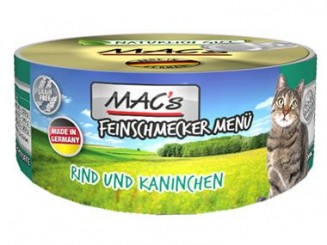 MACs Feinschmecker Menü 100g+80g Dose Rind + Kaninchen